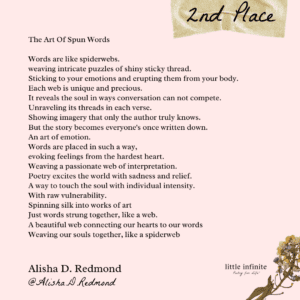 2nd place winner National Poetry Month Contest 2023
