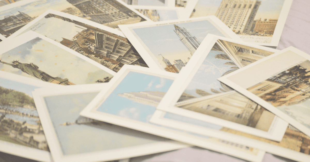 stack of old photographs of New York City