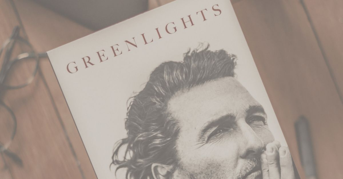 Matthew McConaughey's Greenlights book on wooden table