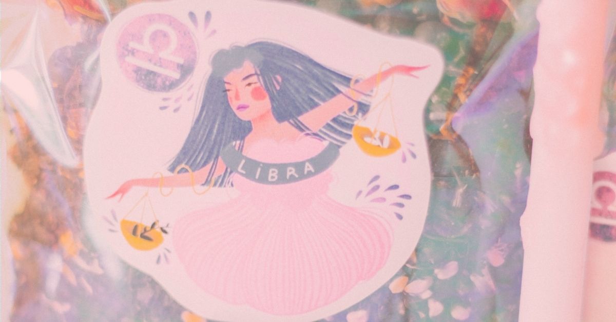 illustration of woman as Libra zodiac sign for October Monthly Horoscope and book recommendation